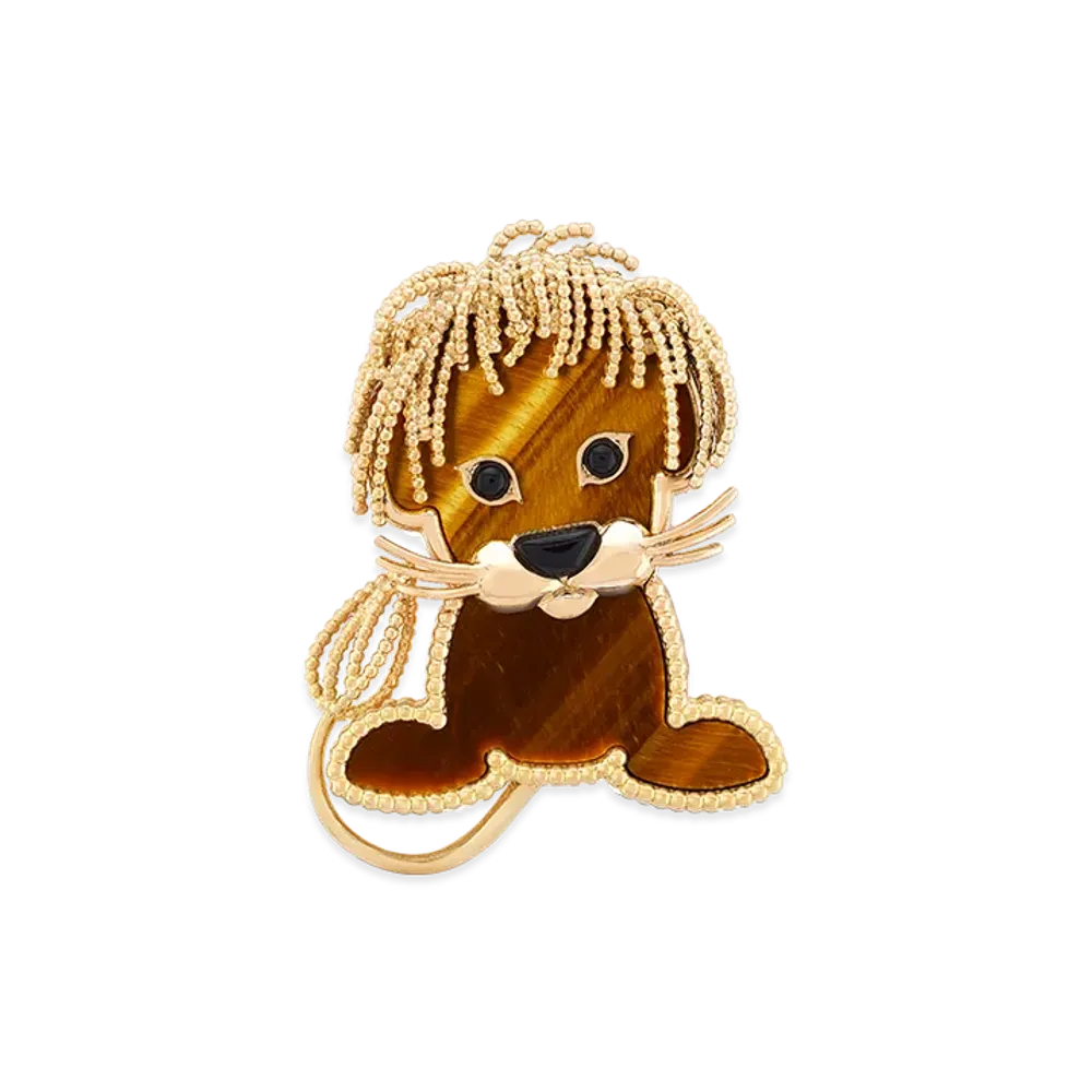 Van Cleef & Arpels Lucky Animals Lion clip "18K Yellow gold/Onyx/Tiger's eye"