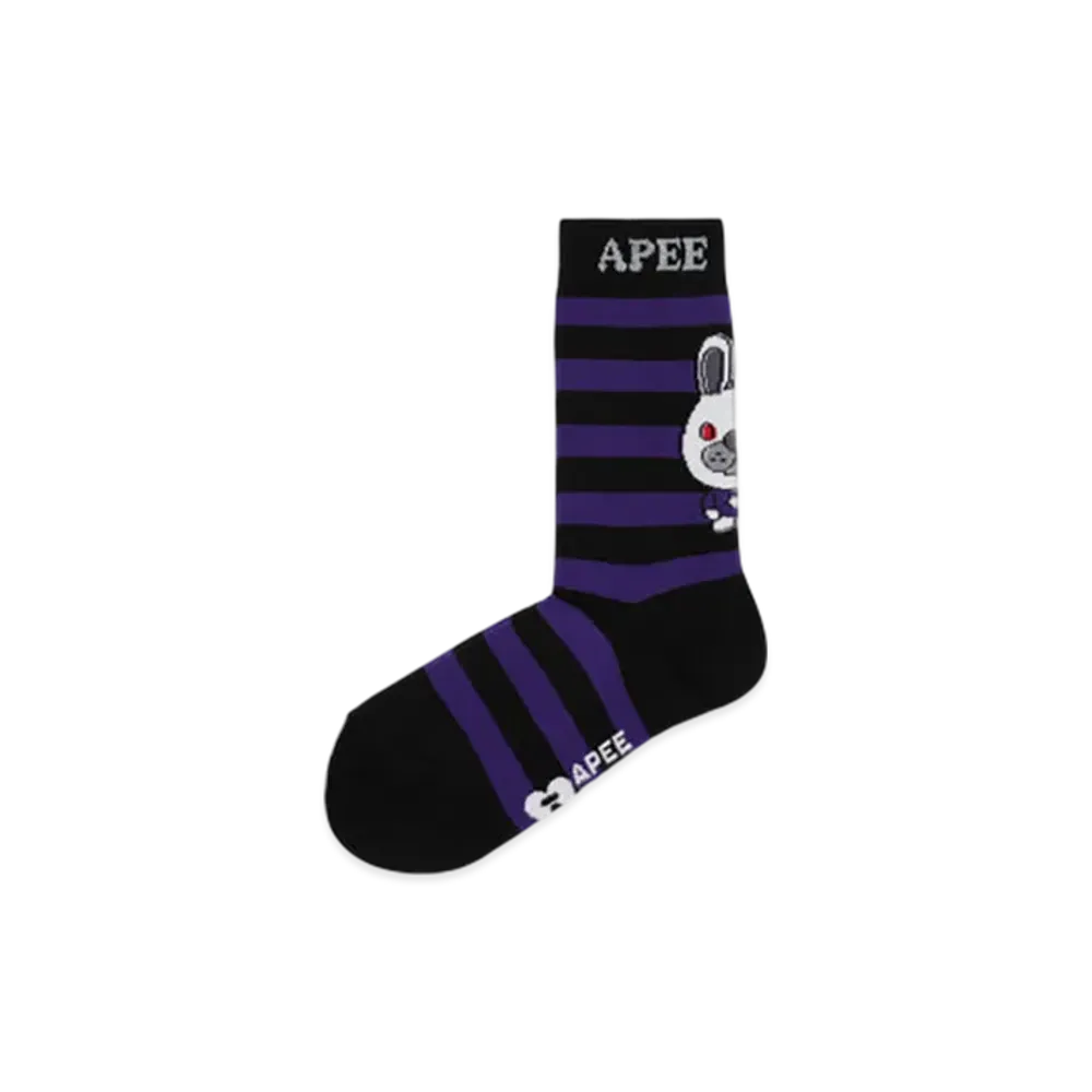 A BATHING APE APEE Baby Doppy Jacquard Stripe Socks "Purple"