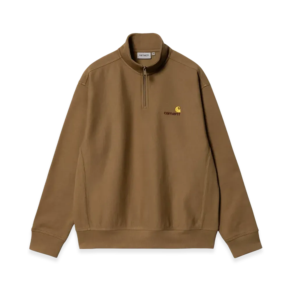 Carhartt WIP Half Zip American Script Sweat "Hamilton Brown"