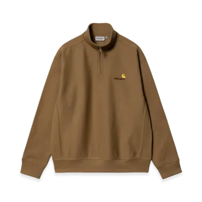 Carhartt WIP Half Zip American Script Sweat "Hamilton Brown"