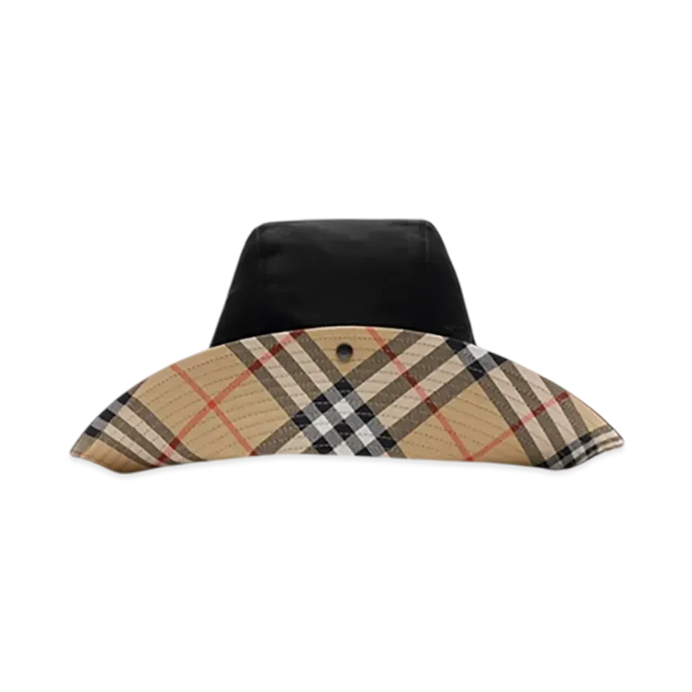 Burberry Check Brim Gabardine Hat "Black"