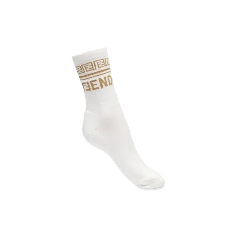 FENDI x Versace Fendace Logo Black Cotton Socks "White"
