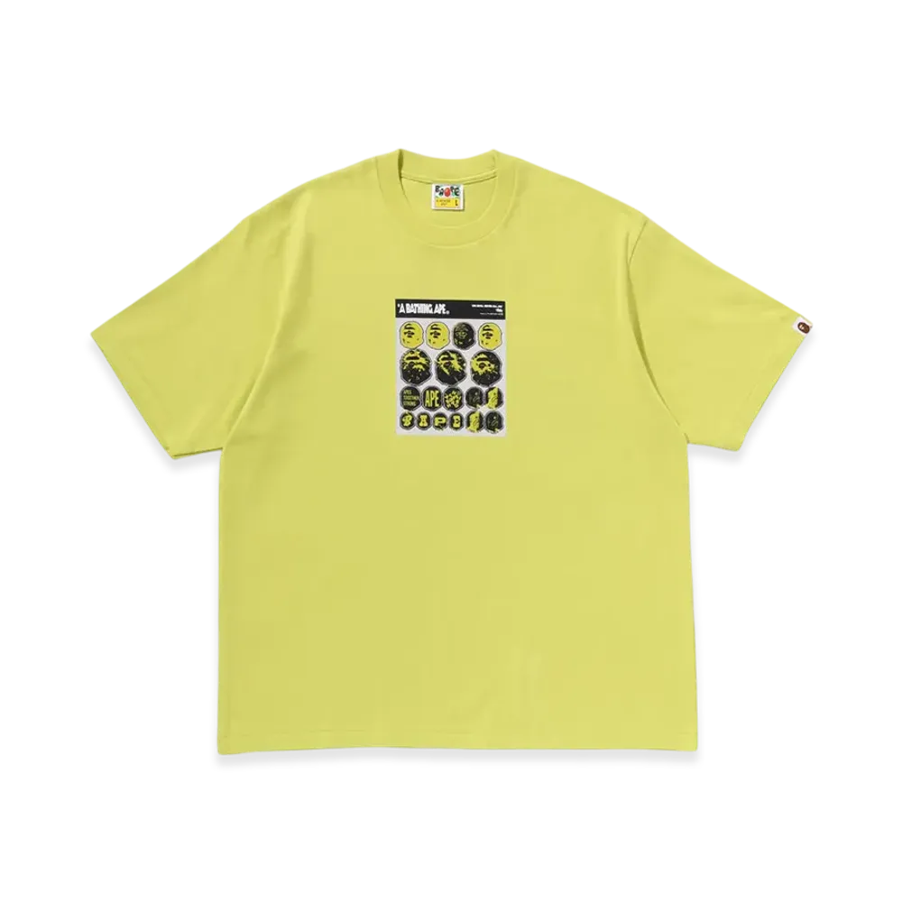 A BATHING APE Bape Sticker Graphic Relaxed Fit Tee "Yellow"