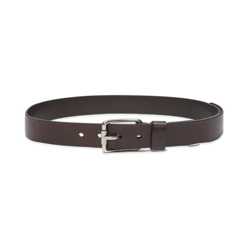 LOEWE Roller Curved Belt "Dark Cigar/Vintage Palladium"