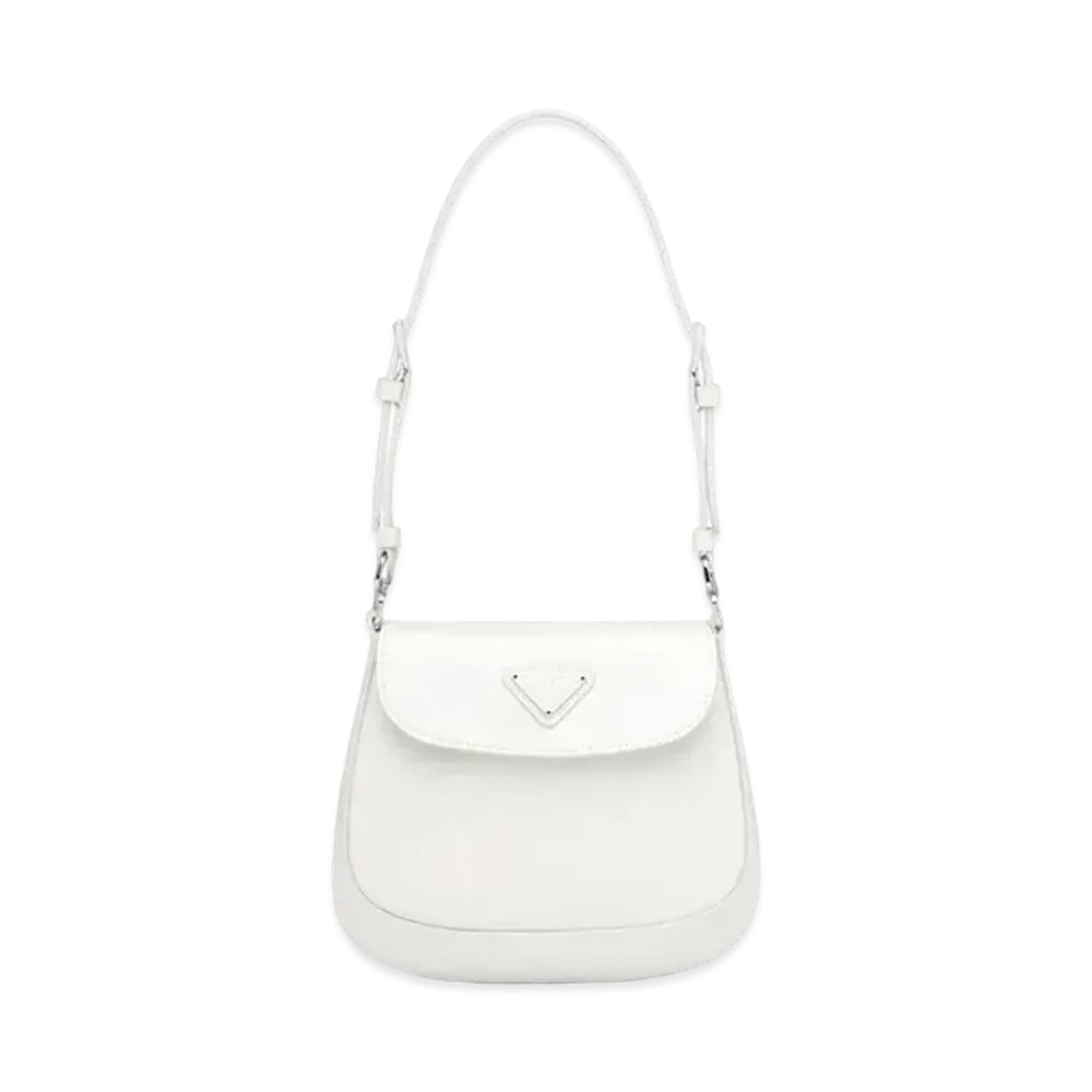 PRADA Cleo Brushed Leather Mini Bag "White"