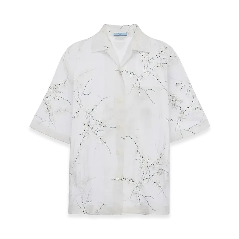 PRADA Women's Layered Embroidery Shirt "White"