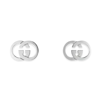 GUCCI Interlocking Stud Earrings "Sterling Silver"