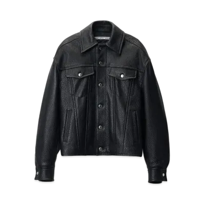 Alexander Wang Lambskin Leather Trucker Jacket "Black"
