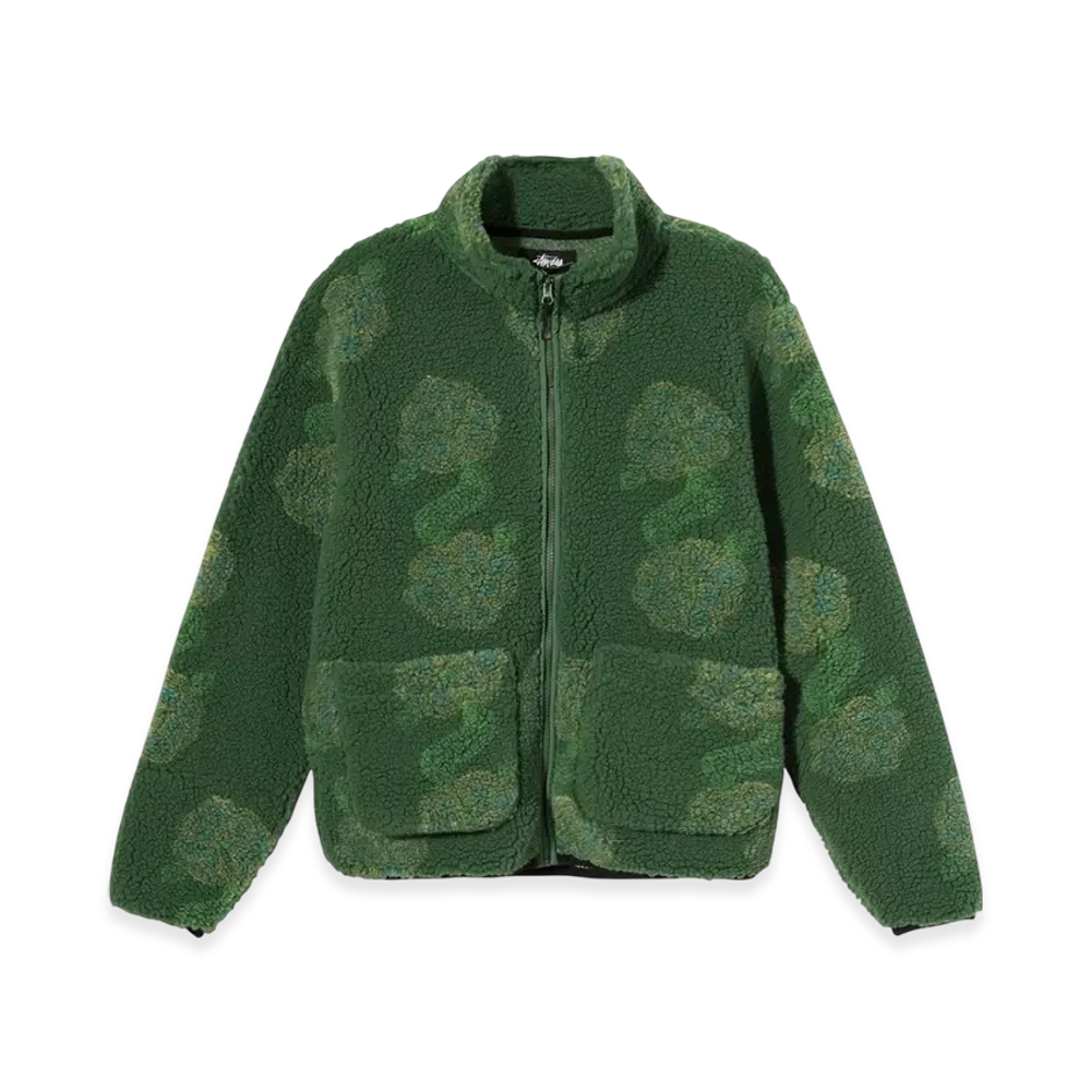 Stussy Flor Sherpa Mock Neck "Green"