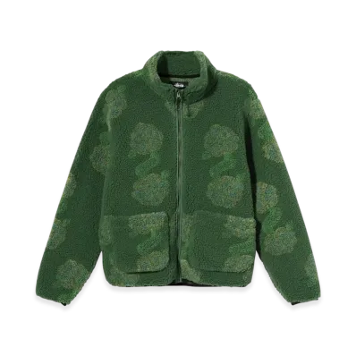 Stussy Flor Sherpa Mock Neck "Green"