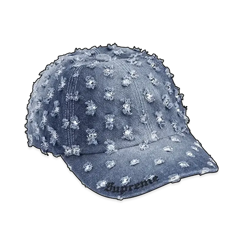 Supreme Hole Punch Rhinestone Denim 6-Panel "Washed Indigo"