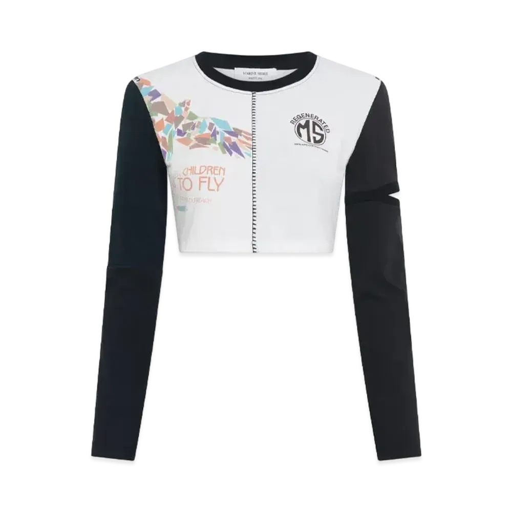 Marine Serre Regenerated Graphic T-Shirts Cropped T-Shirts "White"