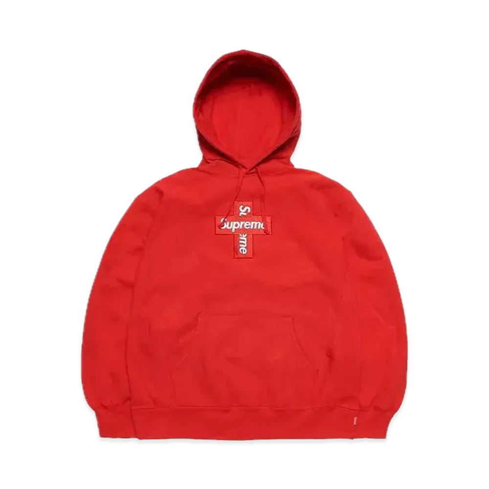 Supreme Cross Box Logo Hooded Sweatshirt "Red"