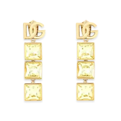 DOLCE&GABBANA Drop Earrings With DG Logo and Rhinestones "Gold"