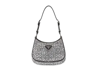 PRADA Cleo Satin Bag With Appliques "Gray"