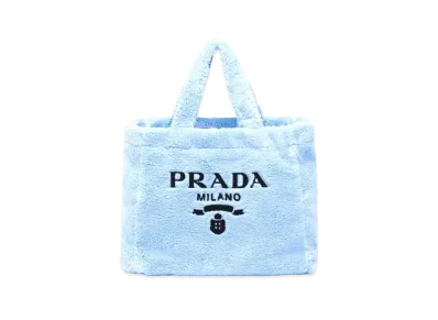 PRADA Terry Tote Bag "Light Blue/Black"
