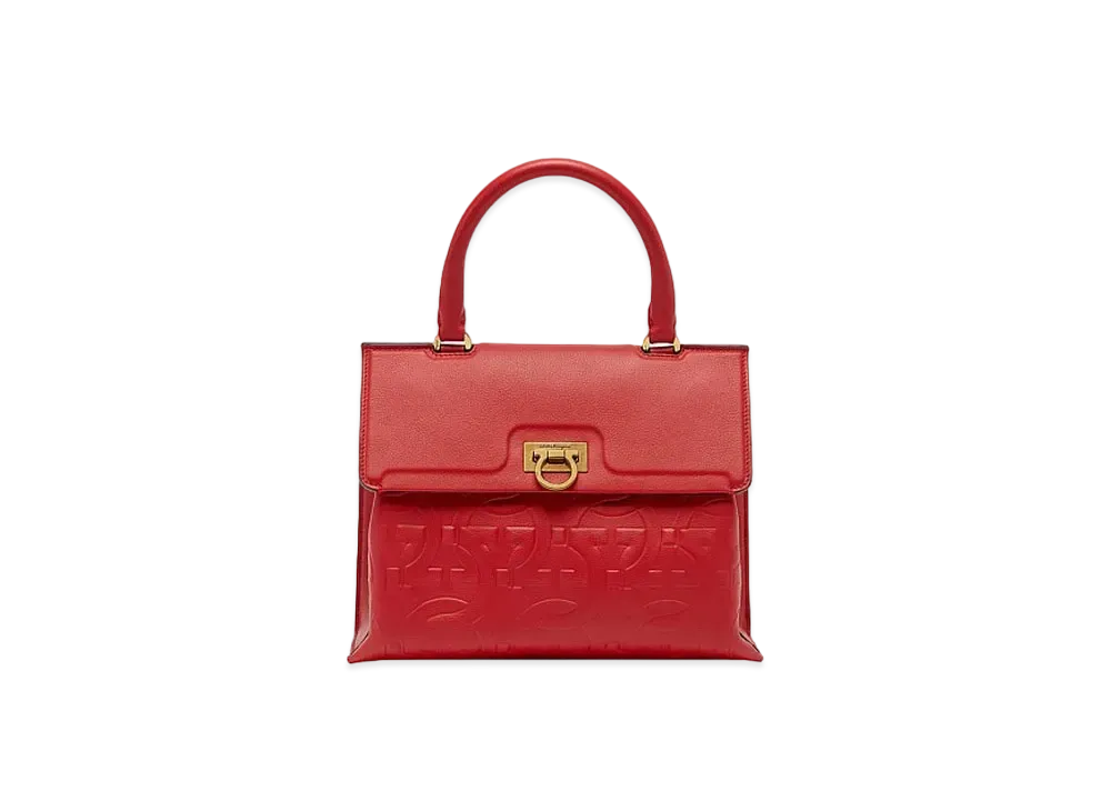 Salvatore Ferragamo Trifolio Top Handle "New Lipstick"