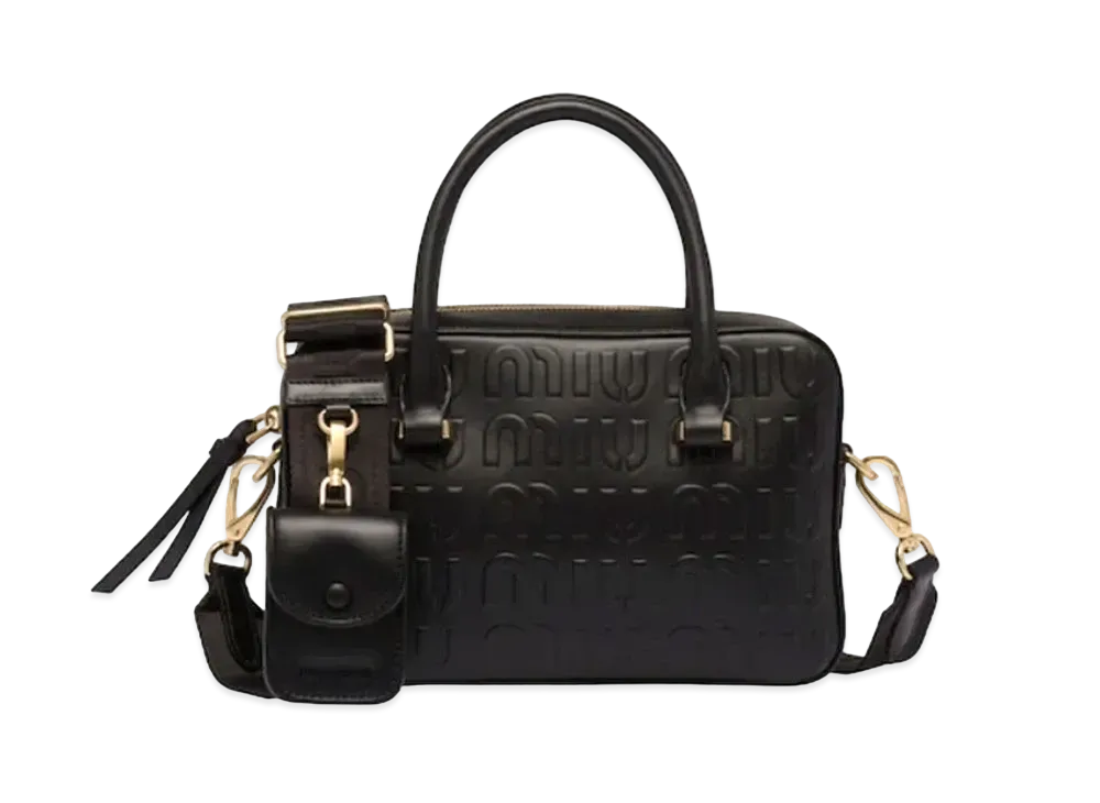 MIU MIU Embos Logo Leather Bag "Black"