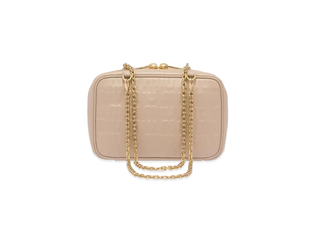 MIU MIU Logo-Embossed Leather Top-Handle Bag "Quartz"
