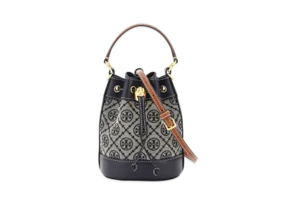 TORY BURCH T Monogram Jacquard Mini Bucket Bag "Tory Navy"