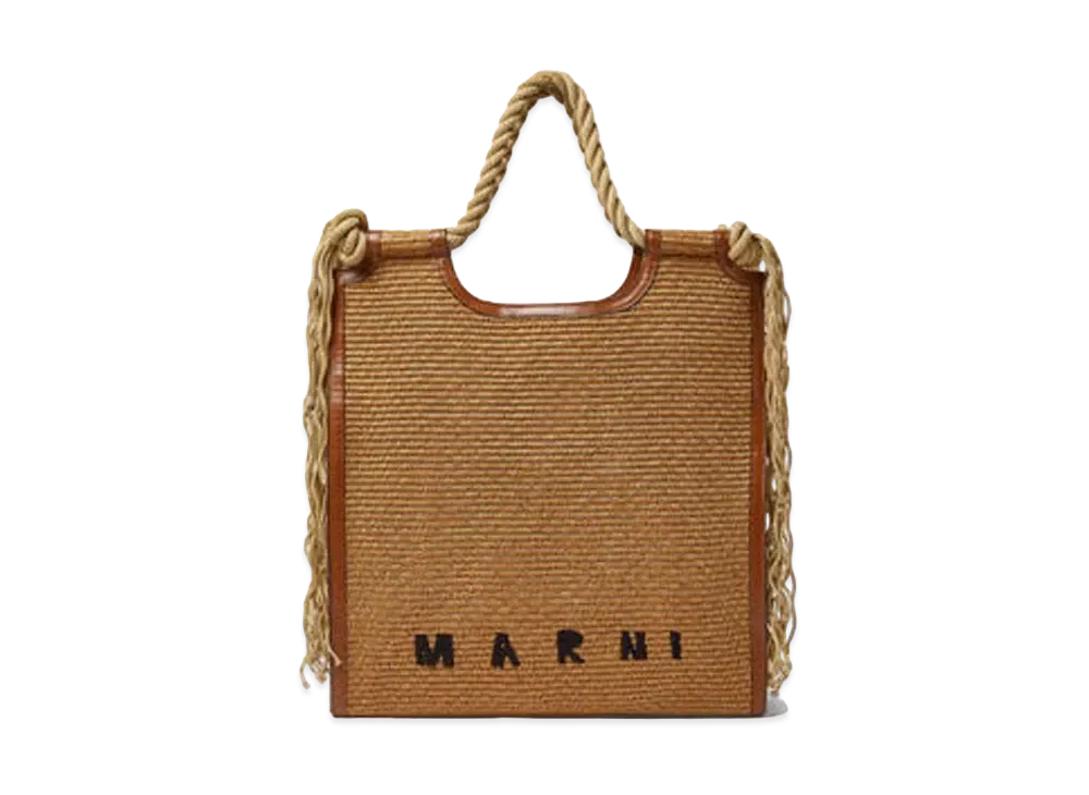 Marni North South Matting Shopping Bag with Frayed Rope Handles