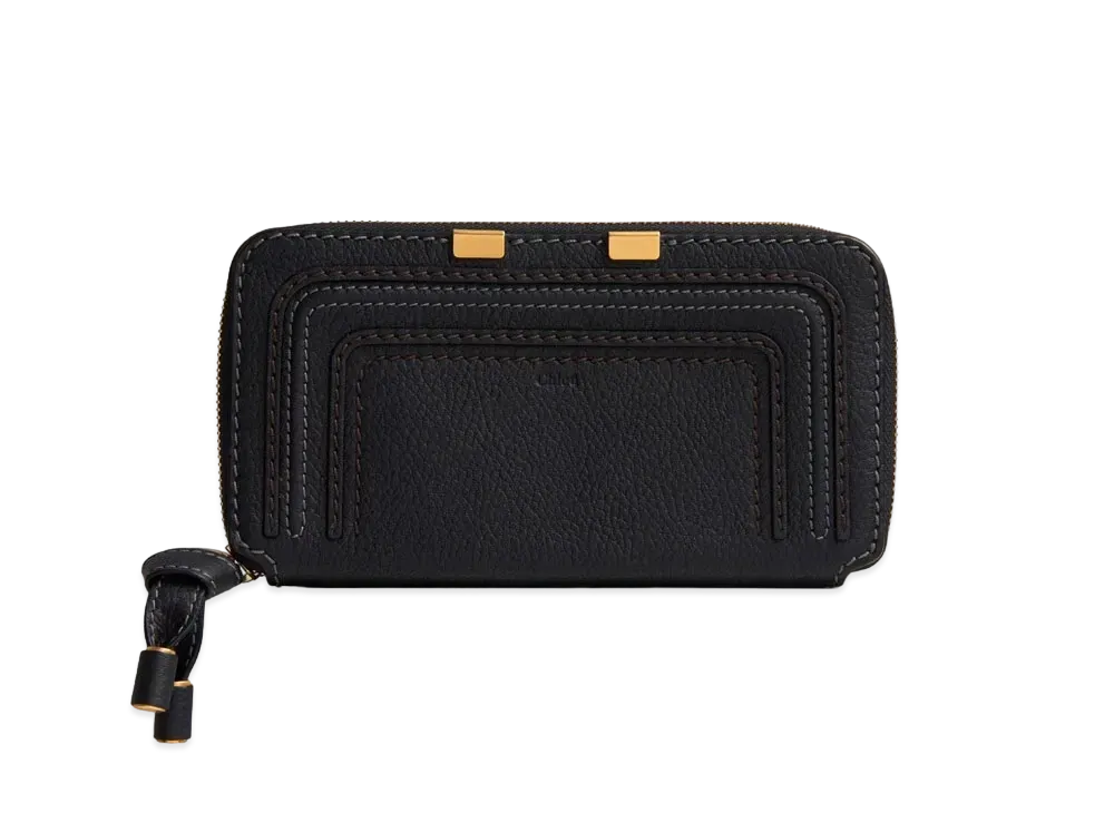 クロエ グレインカーフスキン マーシー ロングジップ ウィメンズ ウォレット "ブラック" CHC10UP571161001