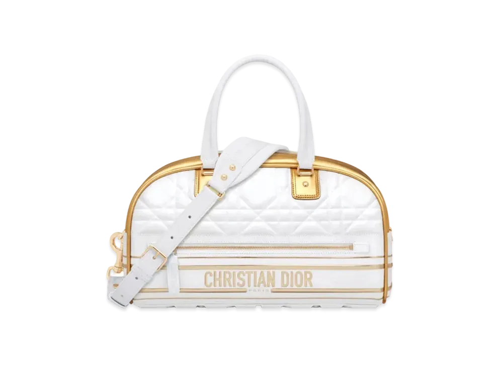 Dior Vibe Medium Bowling Bag Macro Canage Calfskin "White"