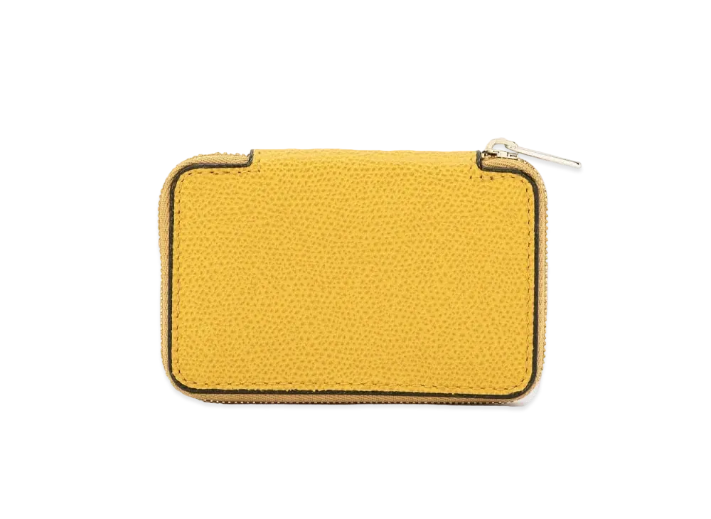 Valextra Round Zip Mini Wallet "Yellow"