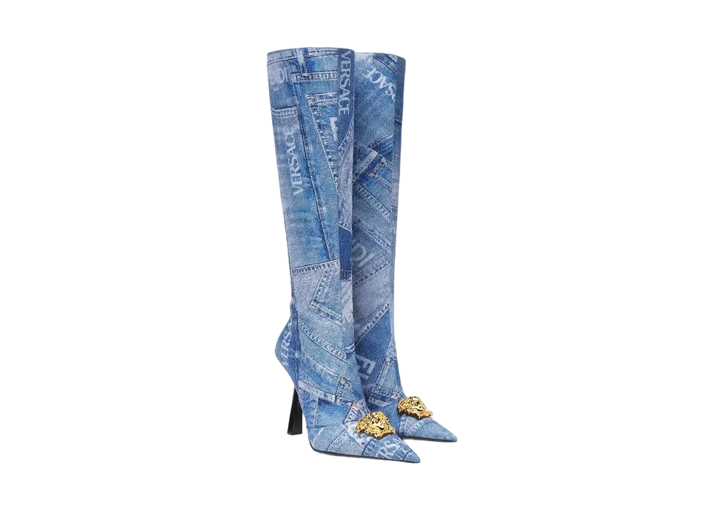 FENDI x Versace Fendace Denim Patchwork Boots