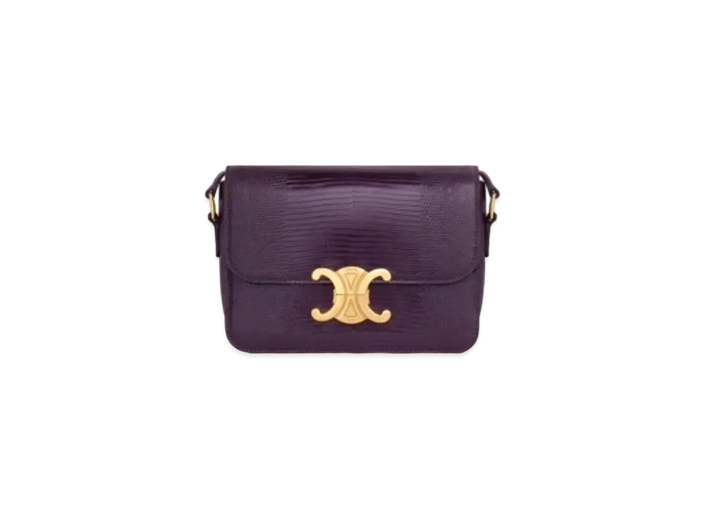 CELINE Teen Triomphe Bag In Lizard "Aubergine"