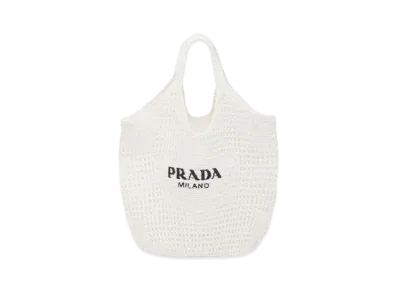 PRADA Raffia Tote Bag "White"