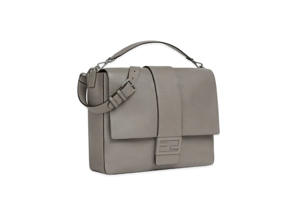 FENDI Baguette Messenger Bag Large Light Leather Bag "Gray"
