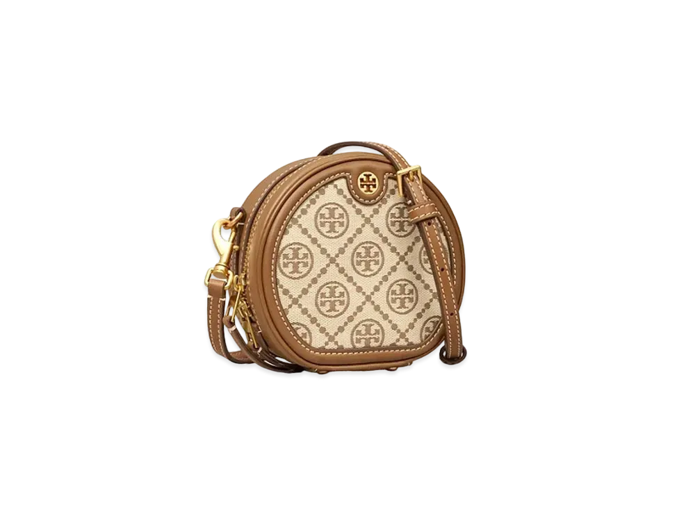 TORY BURCH T Monogram Jacquard Moon Bag "Hazelnut"