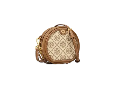 TORY BURCH T Monogram Jacquard Moon Bag "Hazelnut"