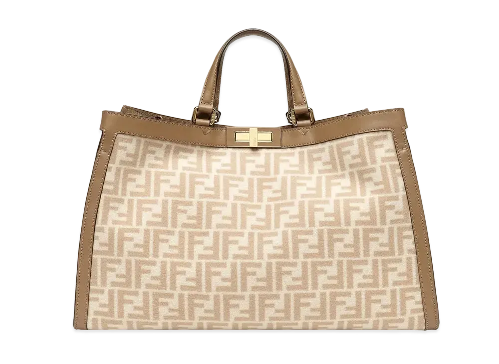 FENDI Peekaboo X-Tote FF Wool Bag "Beige"