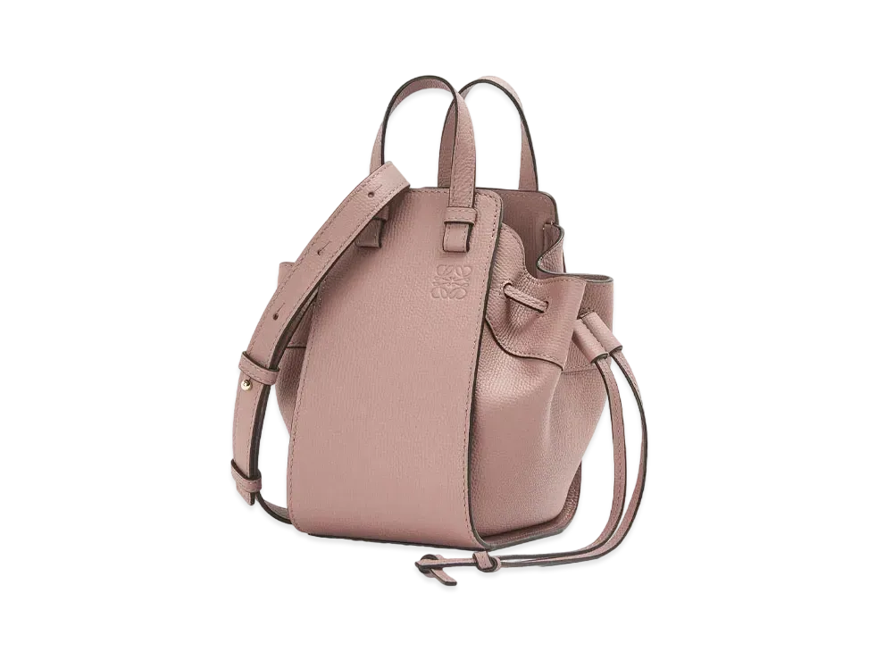 LOEWE Mini Hammock Drawstring In Pebble Grain Calfskin "Dark Blush"