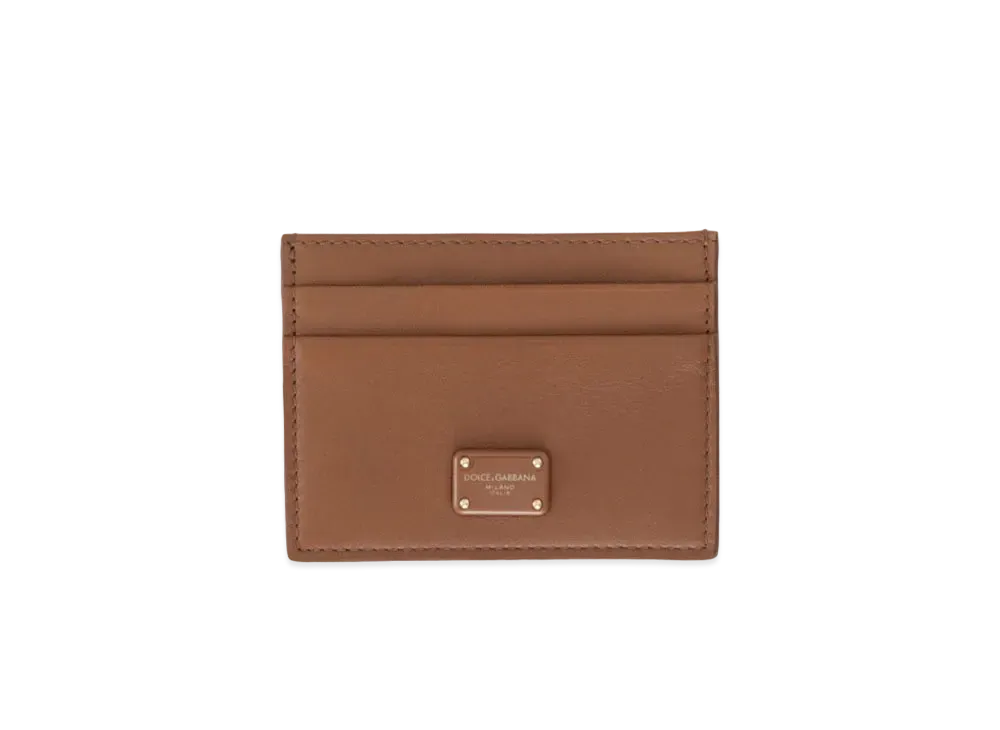 Dolce&Gabbana Credit Card Holder Calfskin Logo Print "Brown"