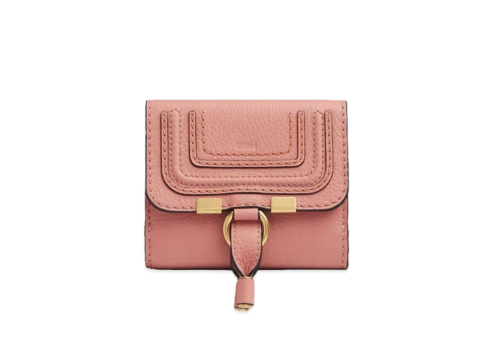 Chloe Women's Marcie Square Wallet For In Small Grain Calfskin "Sunny Coral"