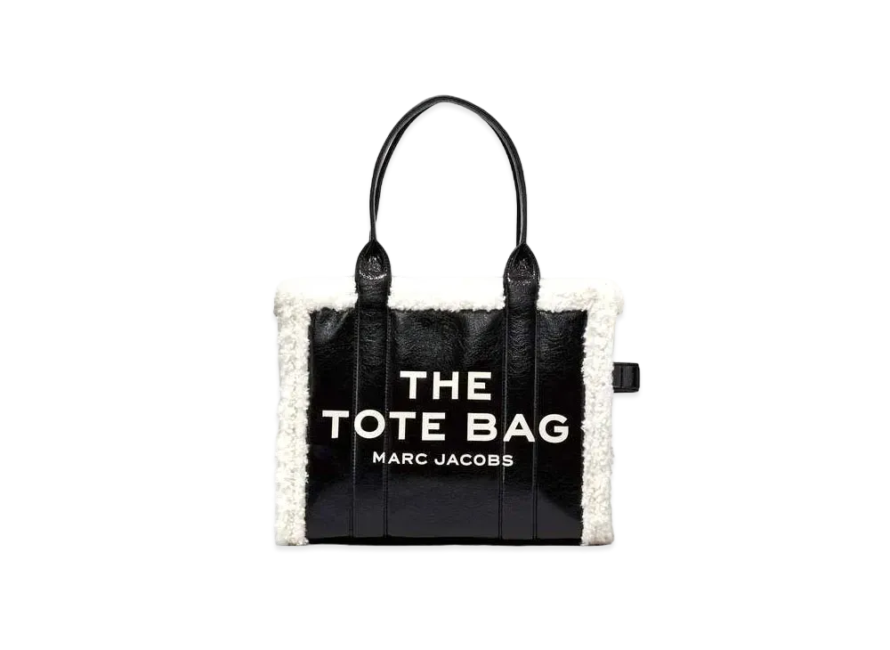 MARC JACOBS The Crinkle Leather Tote Bag "Black White"