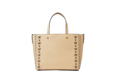 JIMMY CHOO PEGASI/S TOTE Soft Grainy Calf Leather Tote Bag With Star Studs "Barley"
