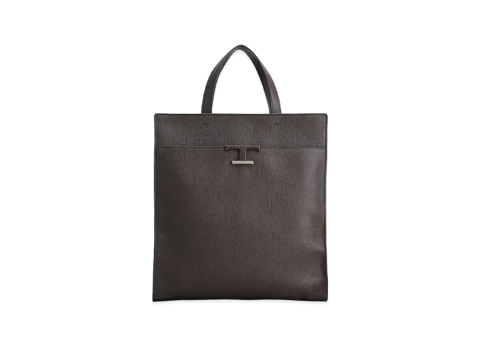 TOD'S Leather Tods T Time Les Shopping Bag Medium "Brown"