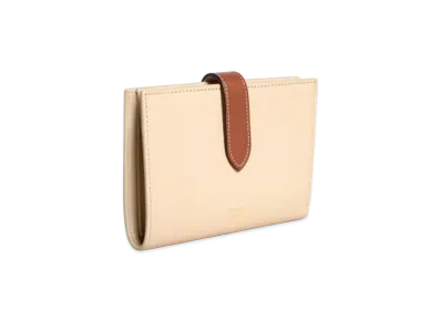CELINE Medium Strap Wallet in Bicolour Grained Calfskin "Ivory/Tan"