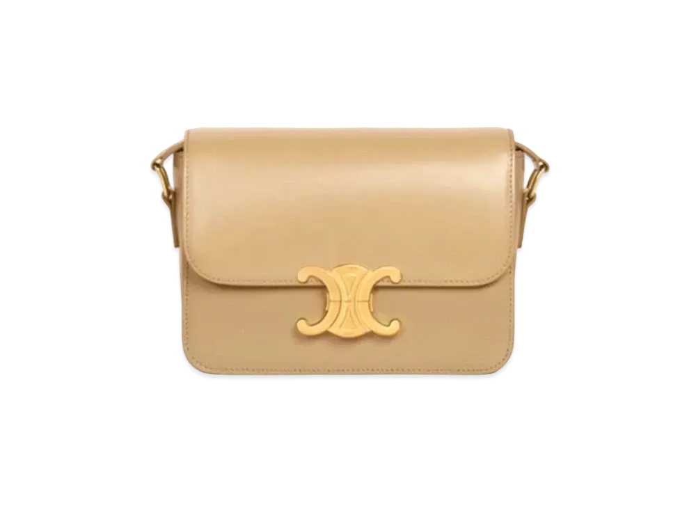 CELINE Teen Triomphe Bag In Shiny Calfskin "Olive"