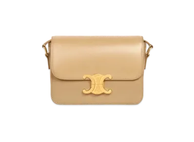 CELINE Teen Triomphe Bag In Shiny Calfskin "Olive"