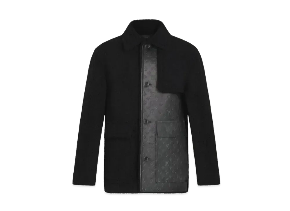 Louis Vuitton Shearling and Monogram Leather Business Coat