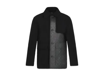 Louis Vuitton Shearling and Monogram Leather Business Coat