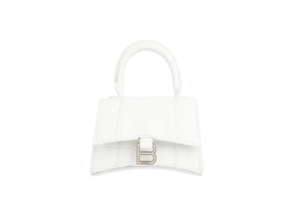 BALENCIAGA Women's Hourglass Mini Top Handle Bag "White"