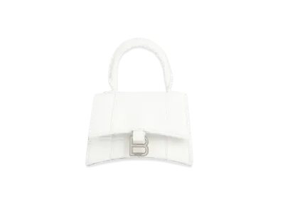 BALENCIAGA Women's Hourglass Mini Top Handle Bag "White"