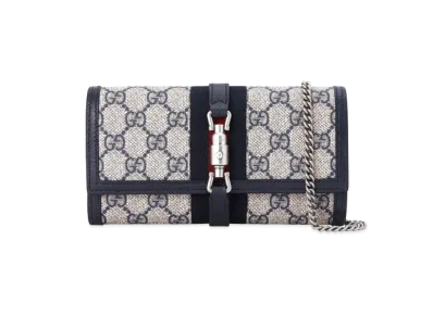 GUCCI Jackie 1961 GG Chain Wallet Supreme Canvas "Beige/Blue"