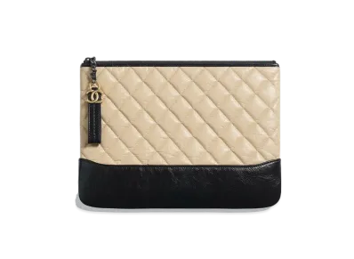 CHANEL Pouch Aged Calfskin & Calfskin "Beige/Black"